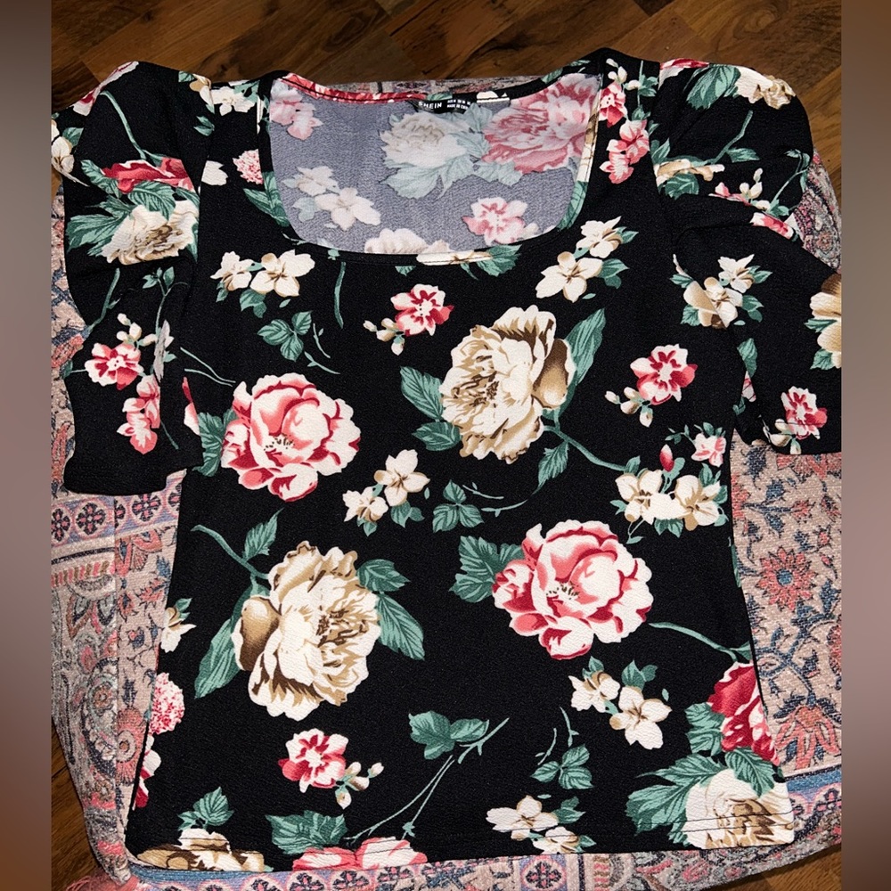 Shein 80s Inspired Flower Top